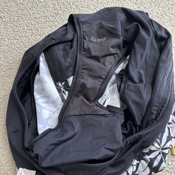 Lands End Swim Shorts Black White Floral 22W Quick Dry Stretch Pockets - Picture 10 of 10